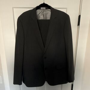 JF J.Ferrar Super Slim Fit Gray 2-Piece Suit 44R Jacket 36x29 Pants Poly Viscose